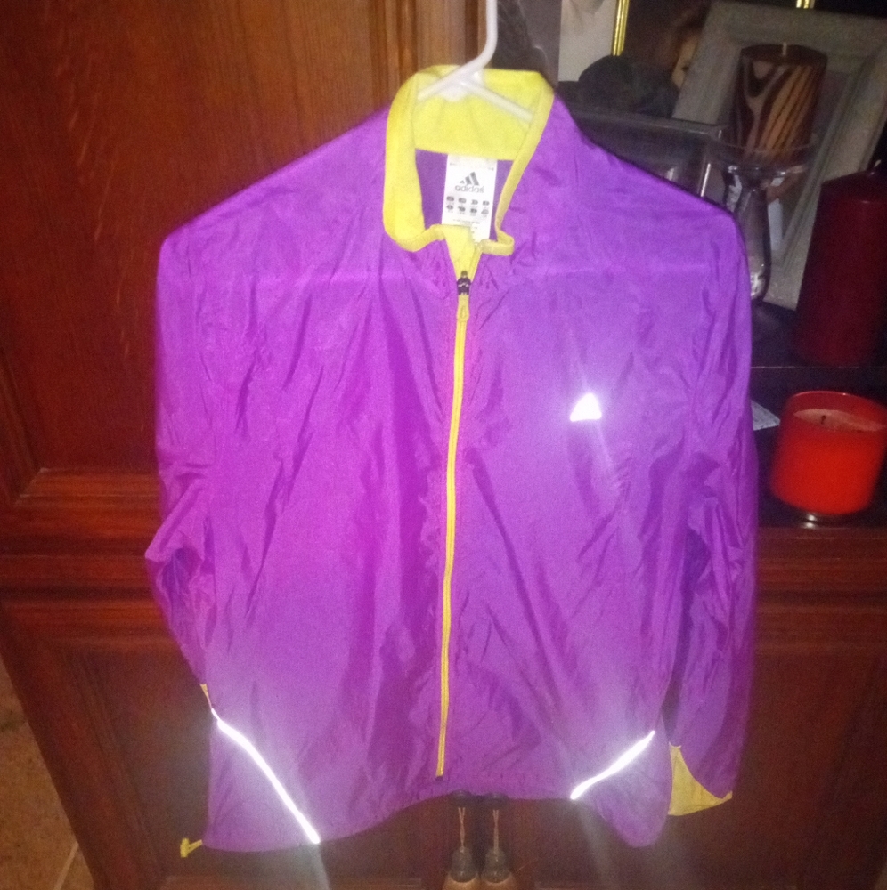 Neon pink Adidas windbreaker
